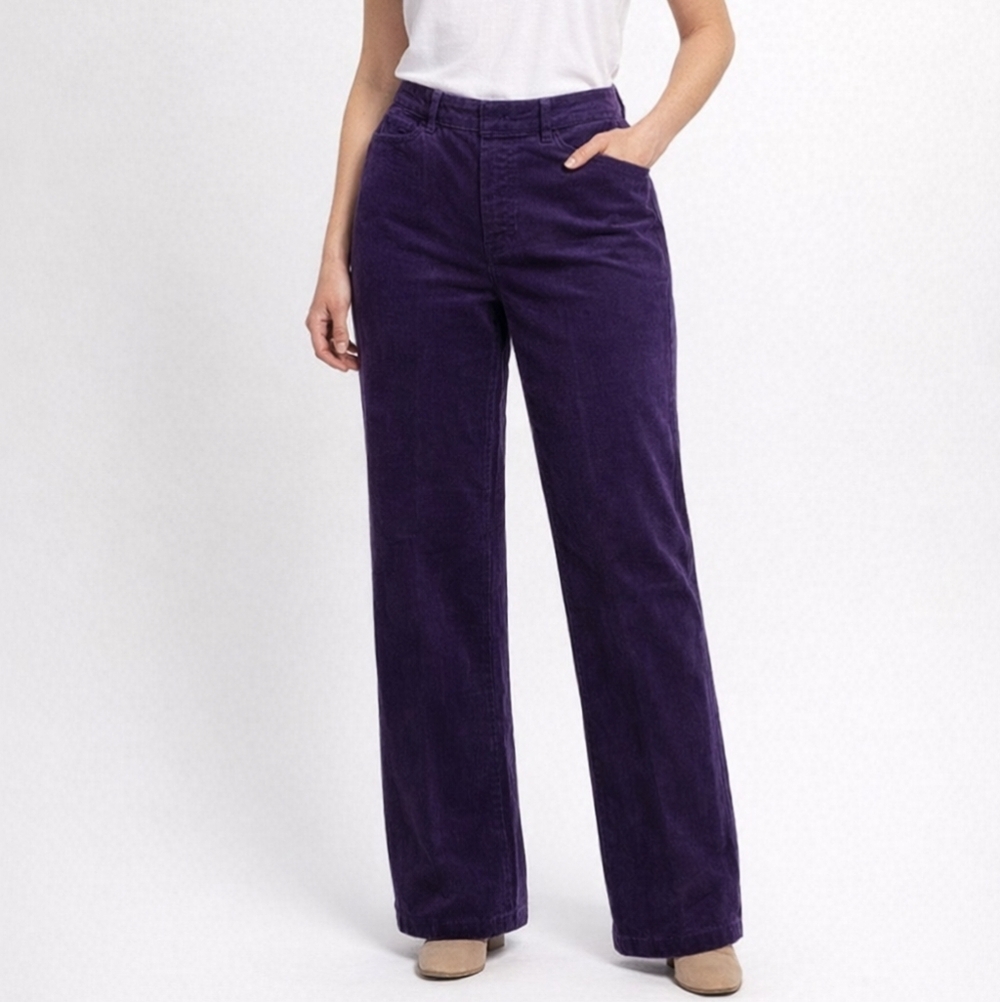 Diane Gilman DG2  Purple Velvet Straight Leg Womens 10Tall Pull Up Stretch Wide